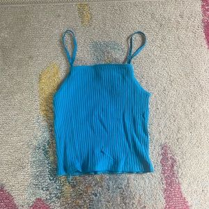 Zara Blue Ribbed Crop Top